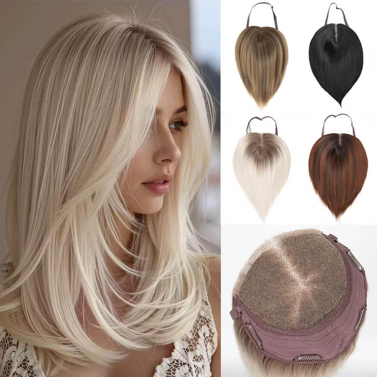 Hair Topper for Women with Thinning Hair | Lace Front Synthetic Topper | 12 Inch